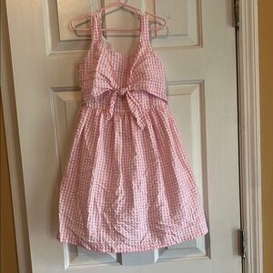 Bonnie Jean Pink and White Sleeveless Halter Sundress